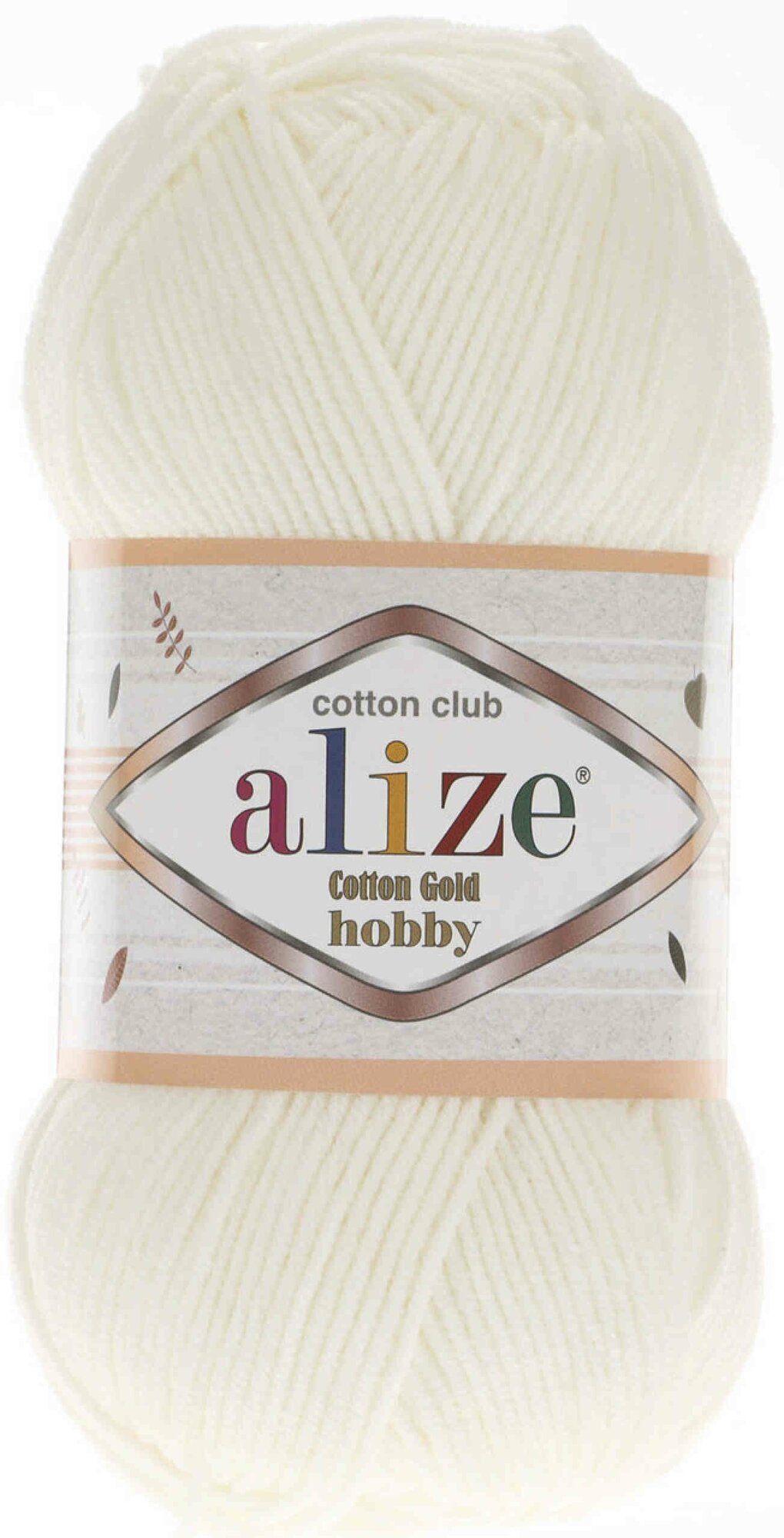 Пряжа Alize Cotton gold hobby молочный (62), 45%акрил /55%хлопок, 165м, 50г, 2шт