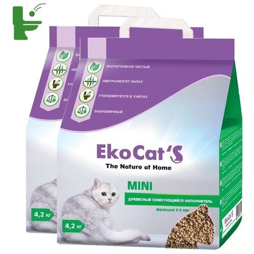 eko cat s medium древесный комкующийся наполнитель 3х5кг Eko Cat`s Mini древесный комкующийся наполнитель 2х10л