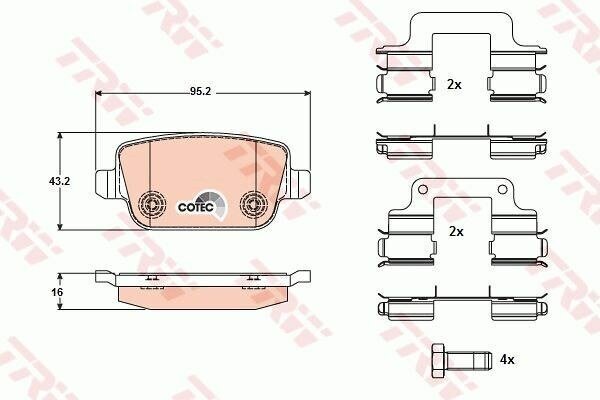 [GDB1708] TRW Колодки тормозные TRW Ford Galaxy/Mondeo/S-MAX/Volvo S80/XC70/Freelander 06, задние [GDB1708] комплект на ось - фото №19