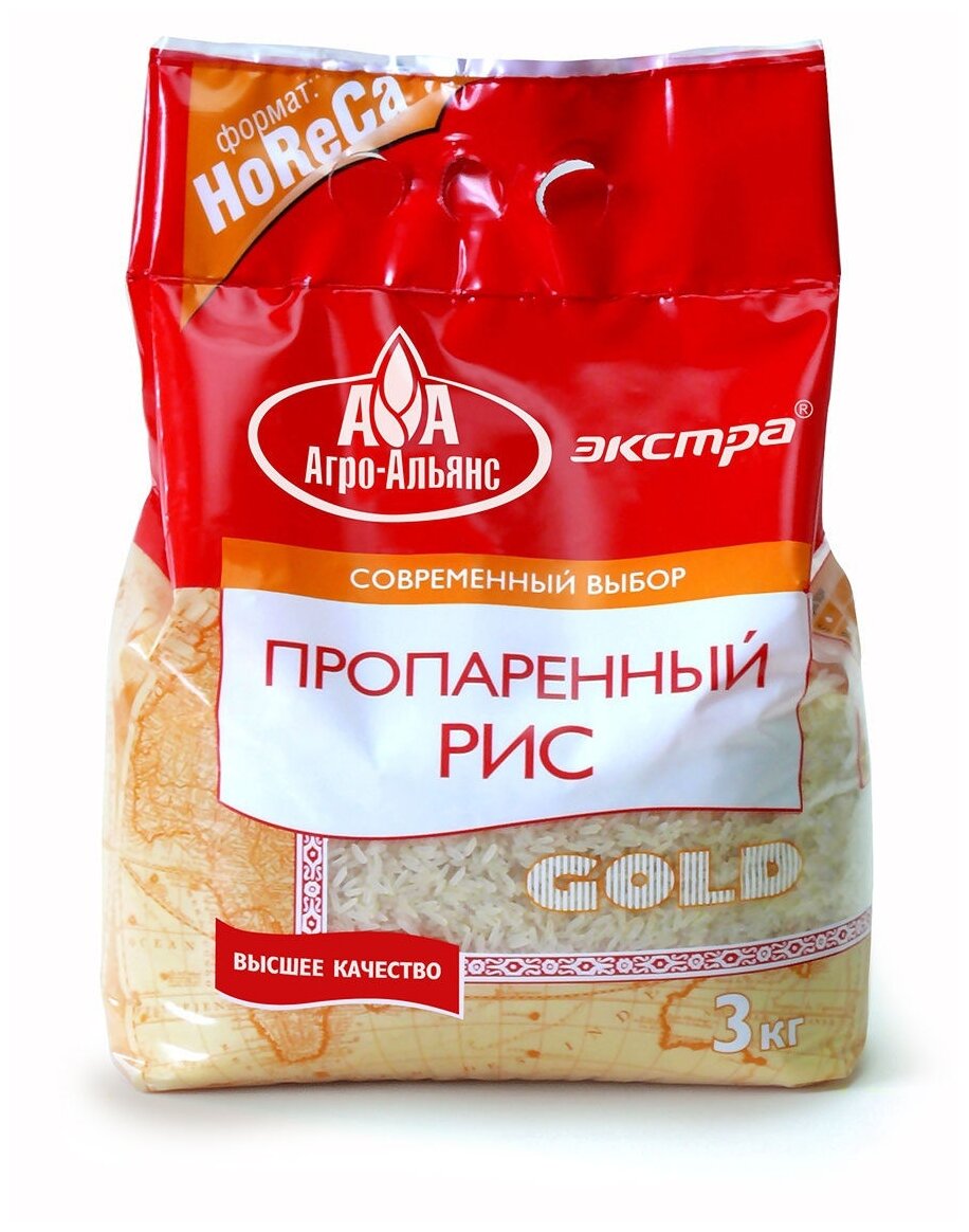 Рис пропаренный Gold "Агро-Альянс Экстра" HoReCa, 3 кг - фотография № 2