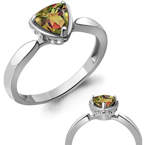 фото Серебряное кольцо aquamarine а6916619а с фианитом и султанитом, размер 16,5 diamant-online