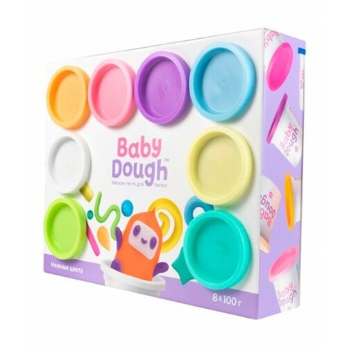 Тесто для лепки BabyDough, набор 8 цветов, пастельные тесто для лепки babydough набор 8 цветов яркие