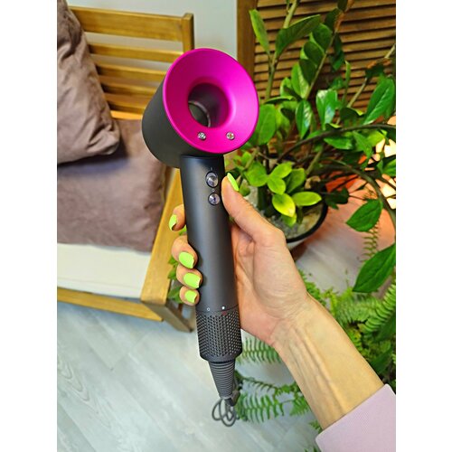 Фен для волос Super hair Dryer с насадками и диффузором, 5 насадок, длинный шнур, Розовый, отличный подарок для жены, мамы или девушки