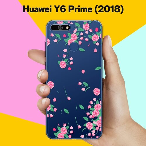 Силиконовый чехол Розочки на Huawei Y6 Prime (2018) силиконовый чехол лама в очках на huawei y6 prime 2018