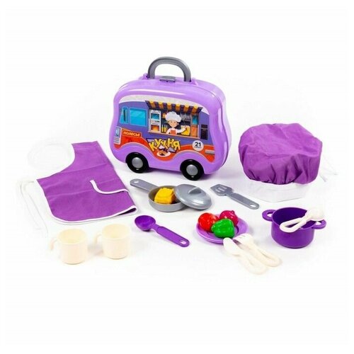 Набор детской посуды в чемоданчике на колёсиках 21 элемент 2068₽