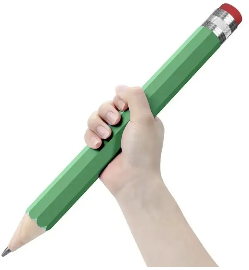 Чернографитный гигантский карандаш "Карамба" с ластиком (зелёный)