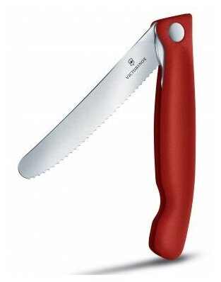 Нож кухонный Victorinox Swiss Classic (6.7191.F1) стальной столовый для овощей лезв.110мм серрейт. заточка красный/черный карт.коробка - фотография № 7