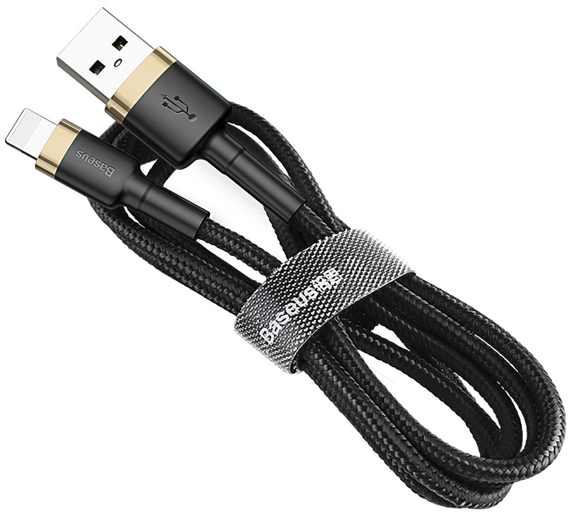 Кабель Baseus Cafule USB - Lightning (CALKLF) 1 м черный/золотистый