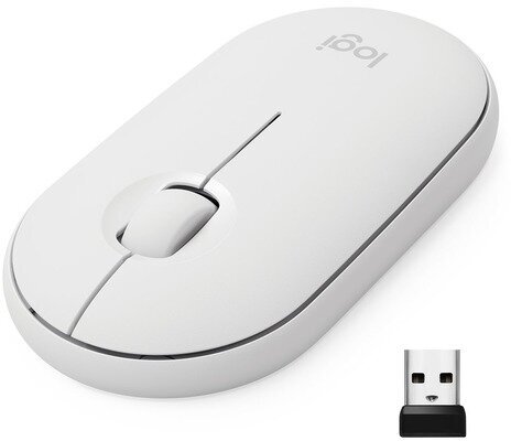 Мышь Logitech Pebble M350, оптическая, беспроводная, USB, белый [910-005716]