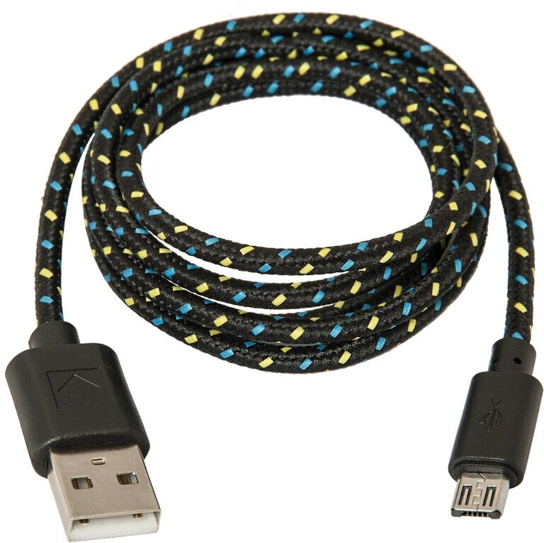 Кабель Defender USB08-03T USB2.0 (A) - microUSB (B), в оплетке, 1М, черный (арт. 262181)