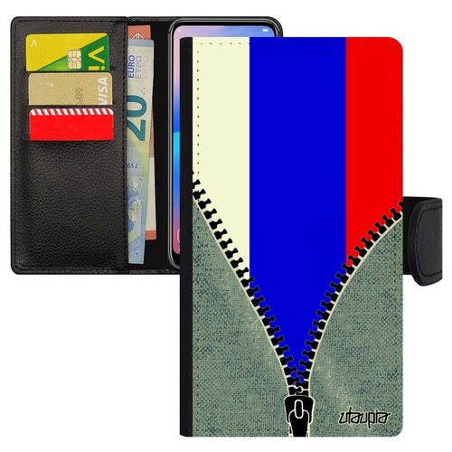 фото Чехол-книжка для мобильного apple iphone x, "флаг россии на молнии" страна патриот utaupia