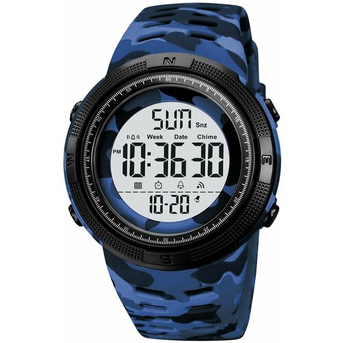 Наручные часы SKMEI Часы SKMEI 1251 Синий камуфляж с белым экраном Часы спортивные мужские противоударные и водонепроницаемые, синий
