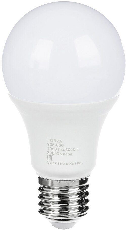 Лампа светодиодная 220V А60 12W, Е27, 1050lm, 3000K (FORZA)