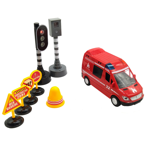 Игровой набор детский Пожарный автомобиль+7 предметов/СВЕТ/ЗВУК