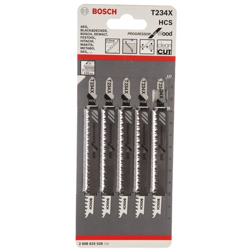 Набор пилок BOSCH 2608633528, 5 шт. набор пилок для лобзика bosch t123xf t234x t345xf 3 шт