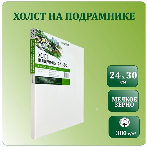 Холст для рисования грунтованный на подрамнике, 24х30 см, Хоббитания, 100 % хлопок 380 гр/м2, холст для начинающих и опытных художников