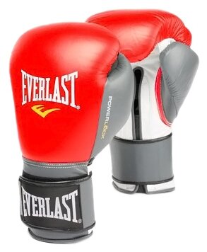 Боксерские перчатки Everlast тренировочные Powerlock красно-серые