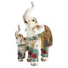 Сувенир полистоун Белый слон со слонёнком в синей попоне 18х9,5х13 см - изображение