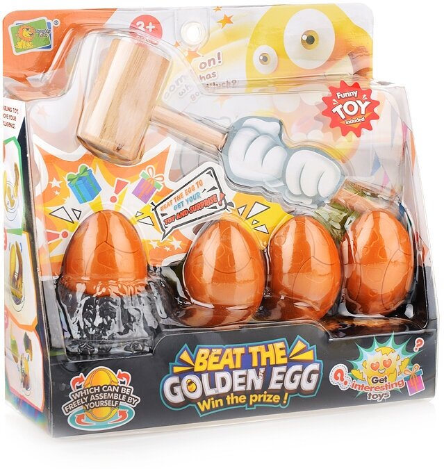 Игрушка-сюрприз Разбей яйца 4 яйца с сюрпризами и деревянный молоток
