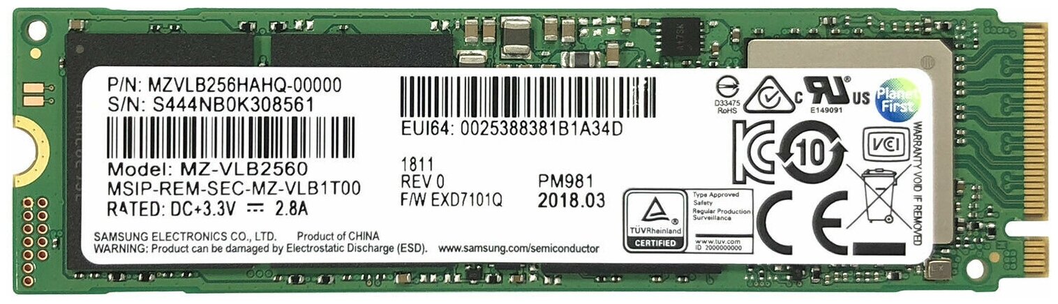 SSD Samsung PM981 256GB [MZ-VLB256HBHQ]