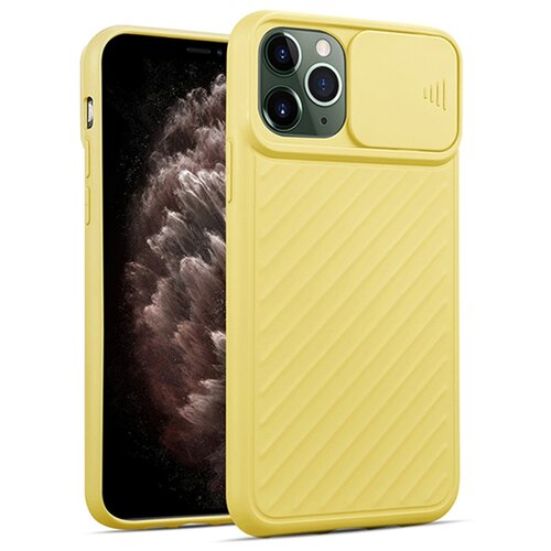 фото Чехол силиконовый для iphone 11 pro max со шторкой для камеры желтый grand price