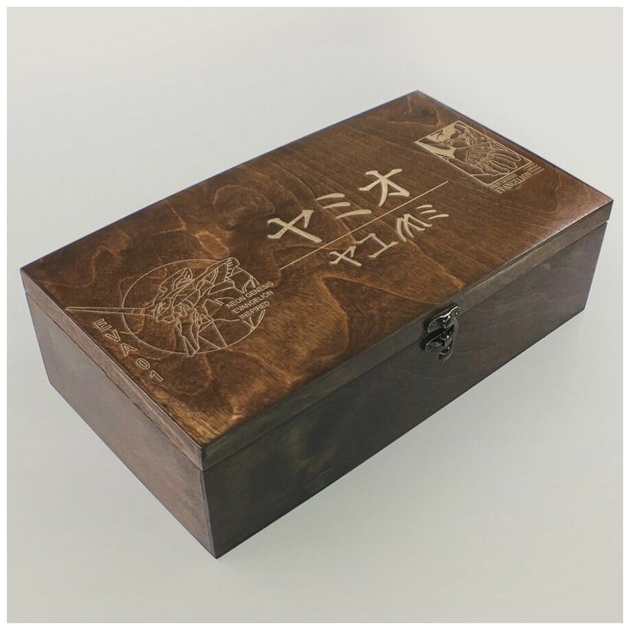 Коробка для чайных пакетиков Чайница из дерева, 8 отделений с узором аниме, евангелион, ева 01, синдзи, аска, рей - 150"
