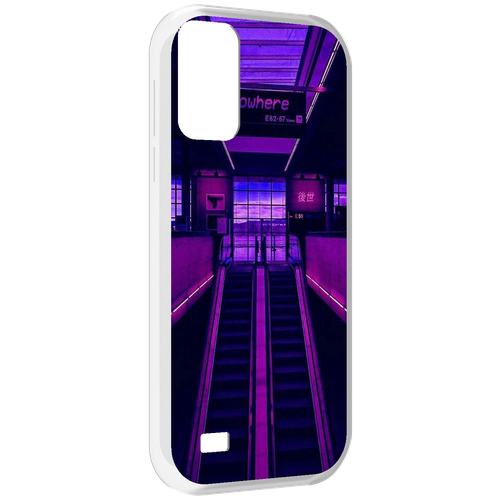 Чехол MyPads фиолетовый эскалатор для Oukitel C31 задняя-панель-накладка-бампер