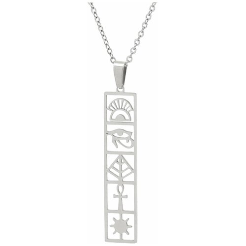 Колье SILVARIE, длина 50 см, серебряный цепочка с египетским крестом анкх кинжалом и символом глаз гора уаджет
