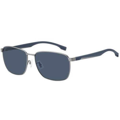 Солнцезащитные очки BOSS, прямоугольные, оправа: металл, для мужчин, серый