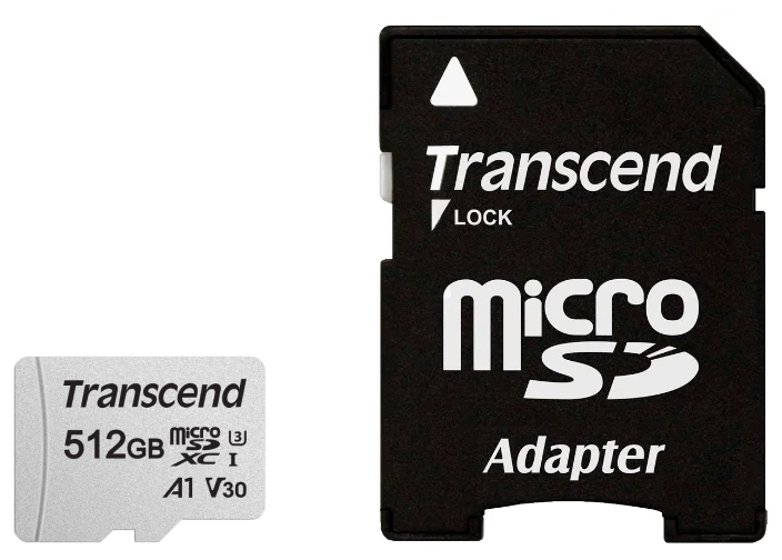 Transcend Micro SecureDigital 512Gb Class10 TS512GUSD300S-A + adapter