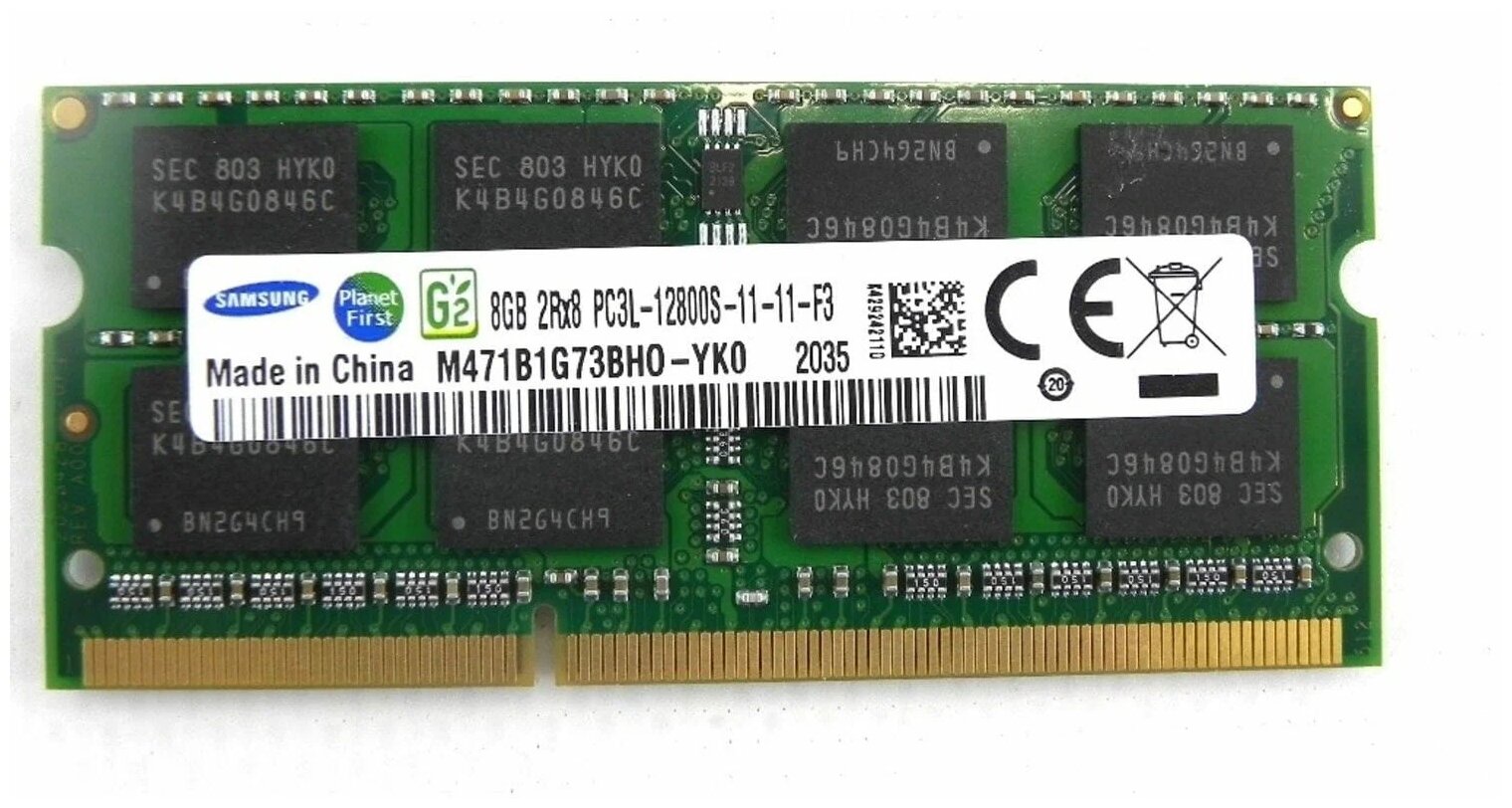 Оперативная память Samsung Basic 8 ГБ DDR3L 1600 МГц SODIMM CL11 M471B1G73BH0-YK0