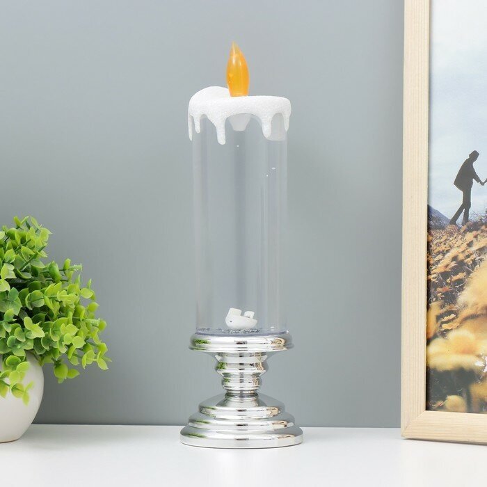 Лава-лампа"Морозная свеча" LED от батареек 3хАА USB серебро 7х7х28см Risalux 9559536 . - фотография № 2