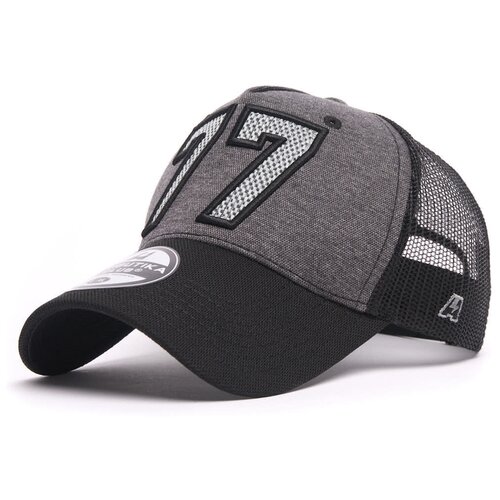 фото Бейсболка мужская с сеткой кхл с номером 77 atributika & club, кепка серая с цифрами "семь" атрибутика и клуб