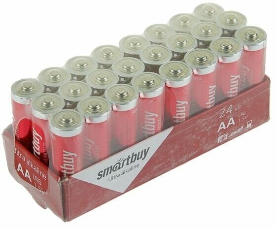Батарейка алкалиновая, AA, LR6-24BOX, 1.5В, набор 24 шт.