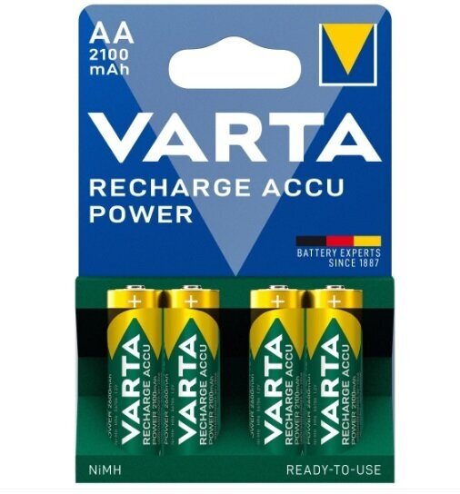 Аккумулятор Ni-Mh 2100 мА·ч 1.2 В VARTA Recharge Accu Power 2100 AA, в упаковке: 4 шт.