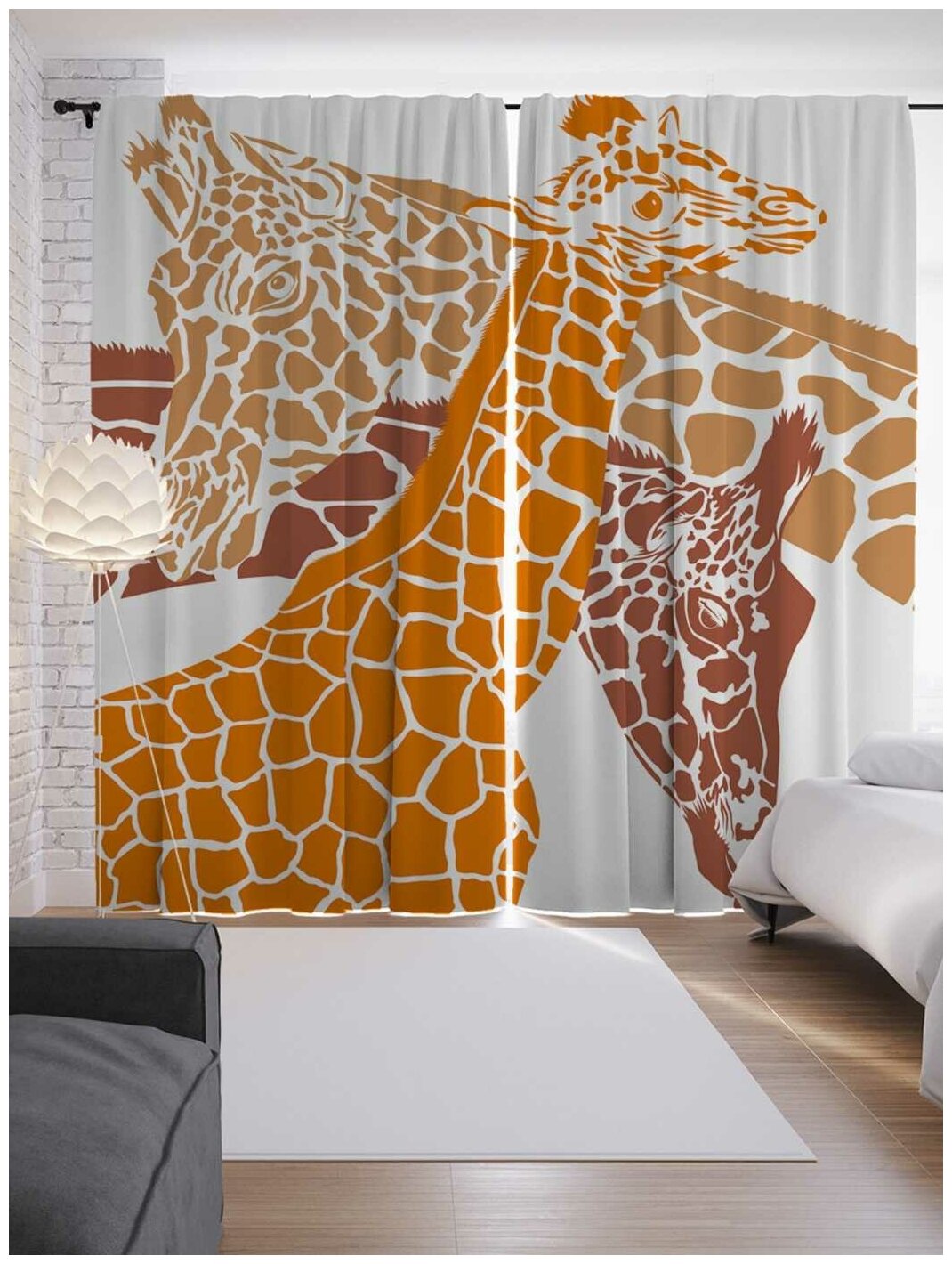 Фотошторы JoyArty Образы жирафов на ленте p-24094 145х265 см