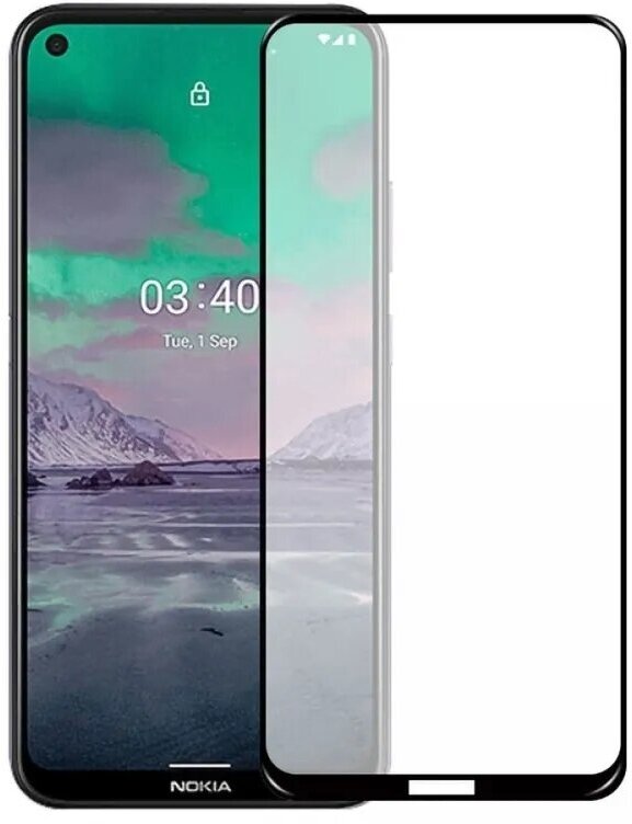 Защитное стекло 3D Glass Pro для Nokia 3.4 полный клей ( черная рамка)