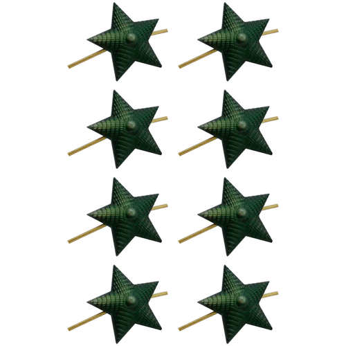 Звезда на погоны металлическая рифленая зеленая, 13мм, 8 шт.