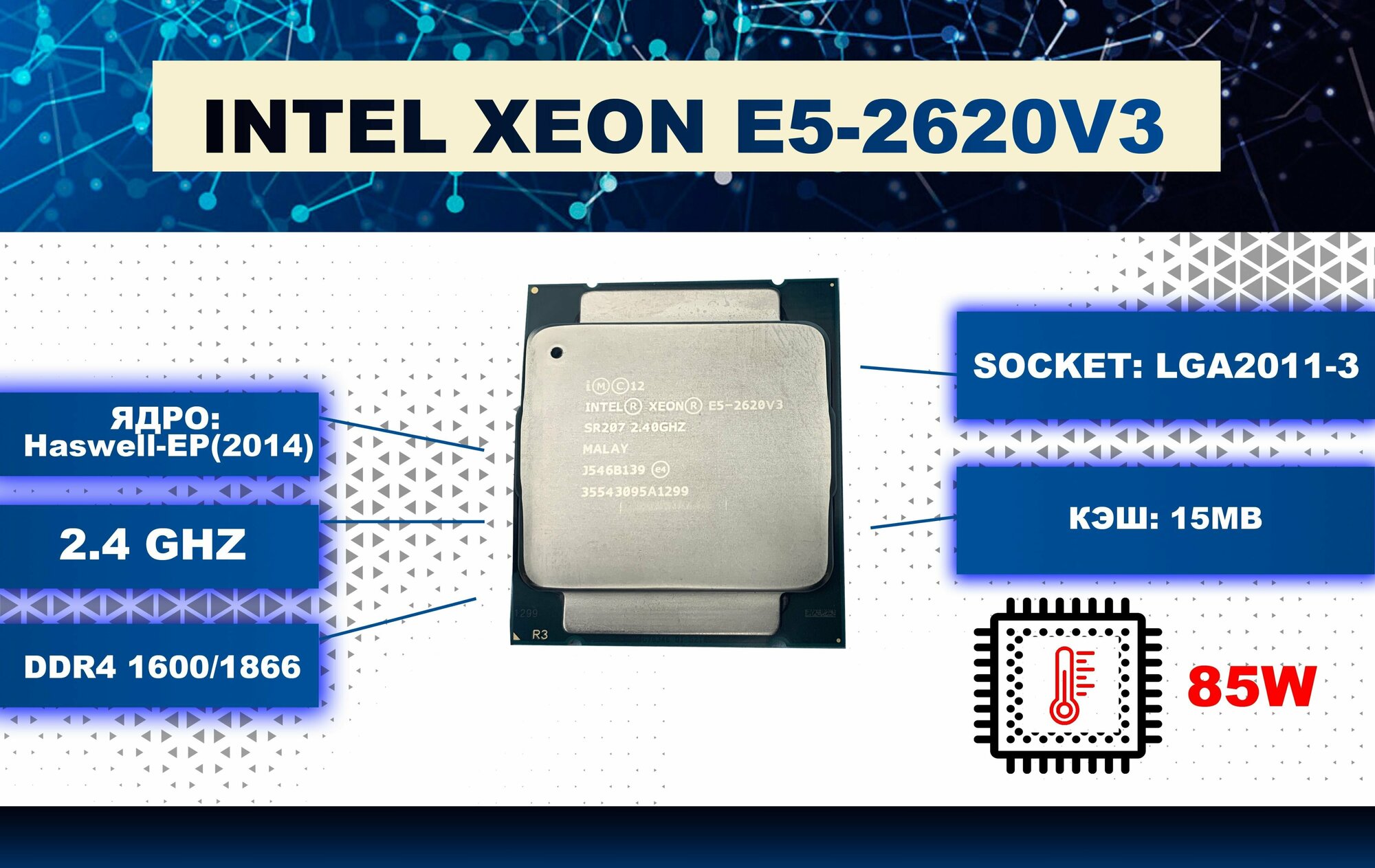 Процессор Intel E5-2620 v3 OEM (без кулера) Финальная версия