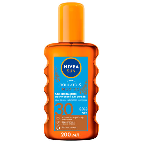 NIVEA Nivea Sun солнцезащитное масло-спрей для загара Защита и загар SPF 30, 200 мл солнцезащитные средства nivea солнцезащитное масло спрей для загара sun защита и загар сзф 30