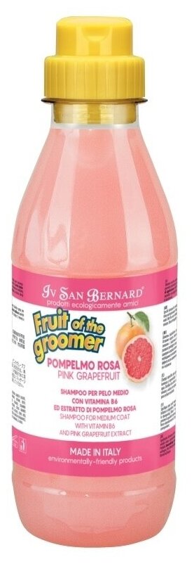 Шампунь -шампунь Iv San Bernard Fruit of the Groomer Pink Grapefruit для кошек и собак с шерстью средней длины с витаминами , 500 мл , 550 г