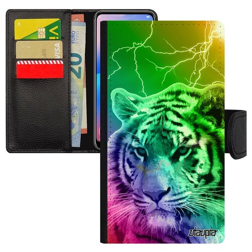 фото Чехол-книжка на смартфон apple iphone x, "царь тигр" дикий хищник utaupia