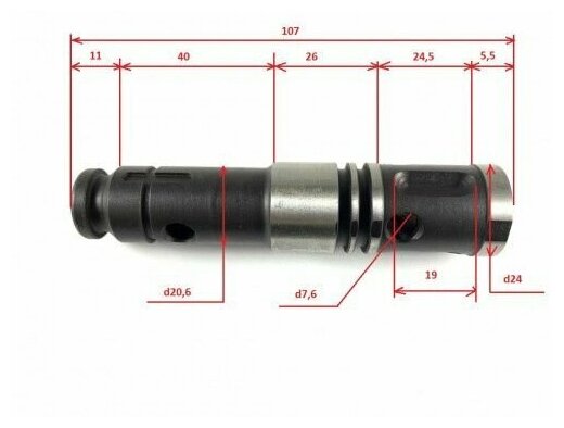 Ствол для китайских вертикальных перфораторов (длина - 107 мм, диаметр - 24 мм) Sturm, Stern, Omax, Энергомаш, Спецмаш, Электроприбор и пр.
