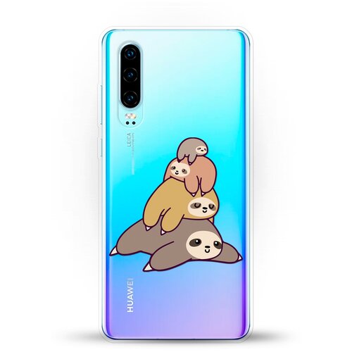 фото Силиконовый чехол 4 ленивца на huawei p30 andy & paul