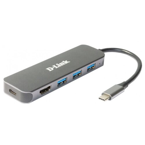 Док-станция с разъемом USB Type-C D-Link DUB-2333/A1A док станция d link dub 2327 usb type c hub 2xusb 3 0 usb type c pd 3 0 hdmi слоты для карт sd и microsd