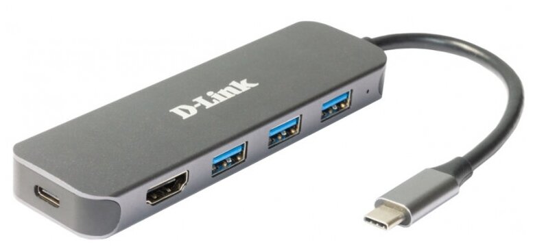 USB-Концентратор D-Link USB-C DUB-2333 5порт. серебристый (DUB-2333/A1A)