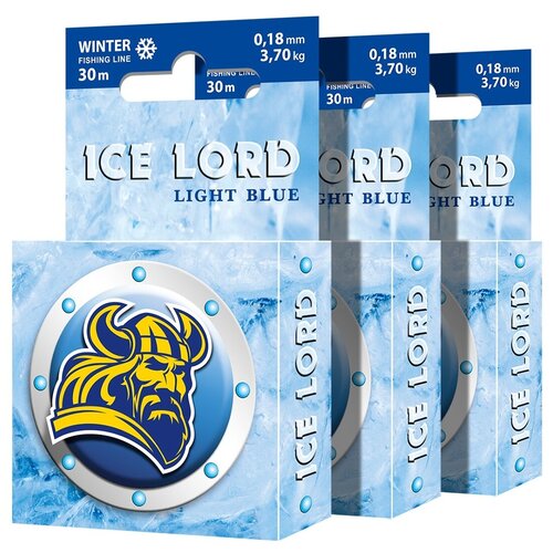 фото Леска зимняя ice lord light blue 0,14mm 30m, набор 3шт aqua