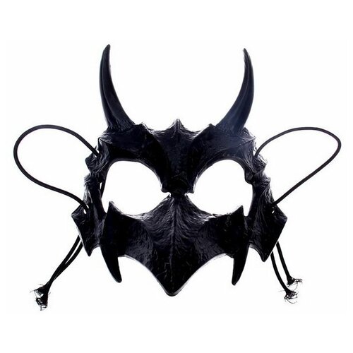 фото Карнавальная маска "череп с рогами", цвет чёрный сима-ленд
