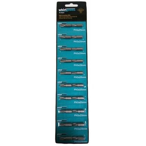 Насадки WhirlPower 25PH3 10шт для больших нагрузок бита makita ph3 25мм 10шт