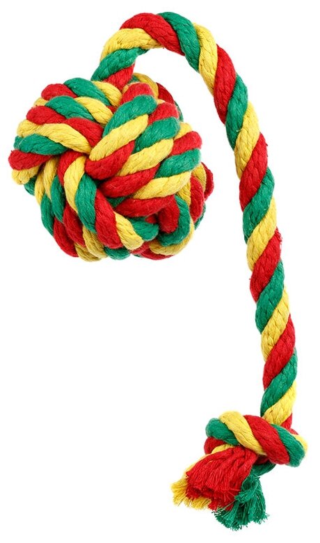Игрушка для собак Doglike Мяч канатный Dental Knot Малый (Красный-желтый-зеленый)